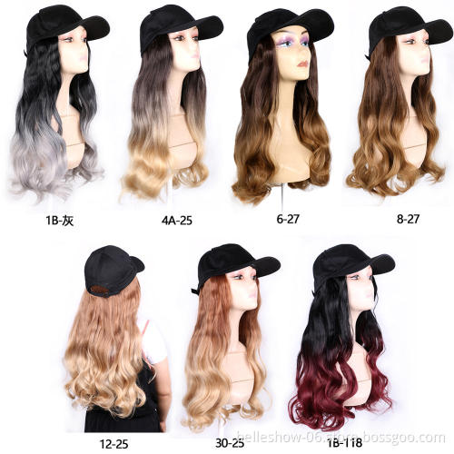 Wholesale Fashion Low Price Black Long Wavy curly braid Baseball hat  Curly Hair Wig
